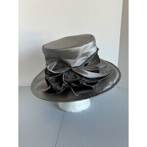 Giovannio Women’s Wide Brim Bow Accent Church Derby Tea Hat Gray Polyester